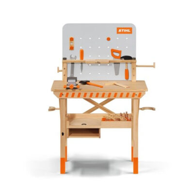Dječji drveni radni stol s drvenim igračkama, STIHL