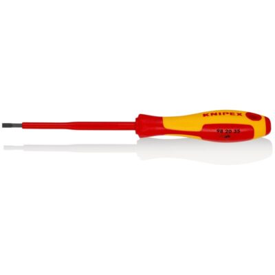 Knipex odvijač za plošne vijke s izoliranom višekomponentnom drškom, VDE testiran, brušen 202 mm (98 20 35)
